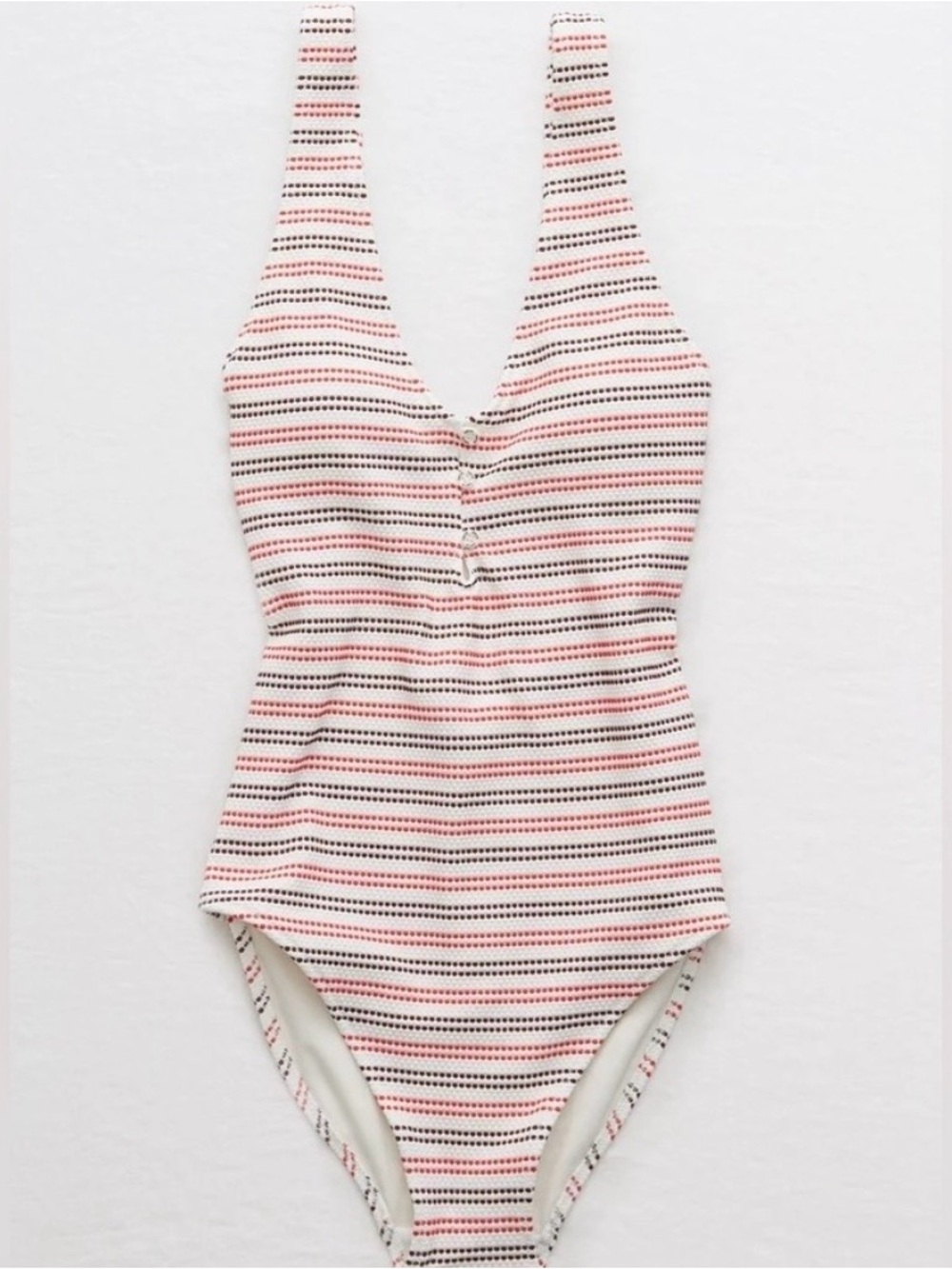 aerie Pink and Cream Striped Girls One-Piece Swimsuit
